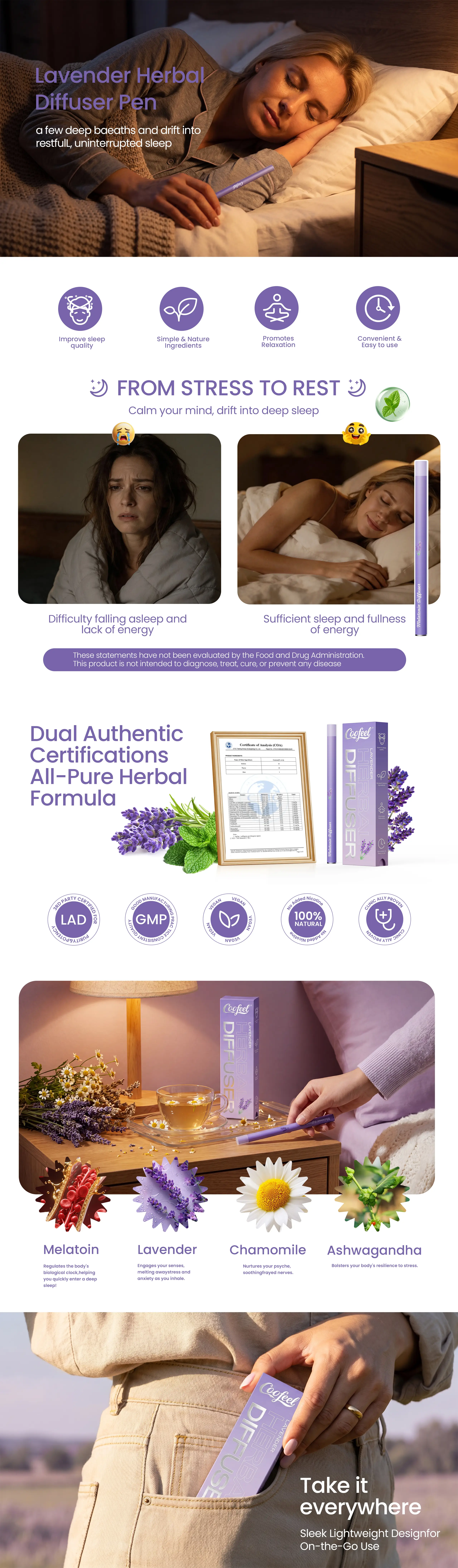 Coofeel Lavender Herbal Diffuser Pen